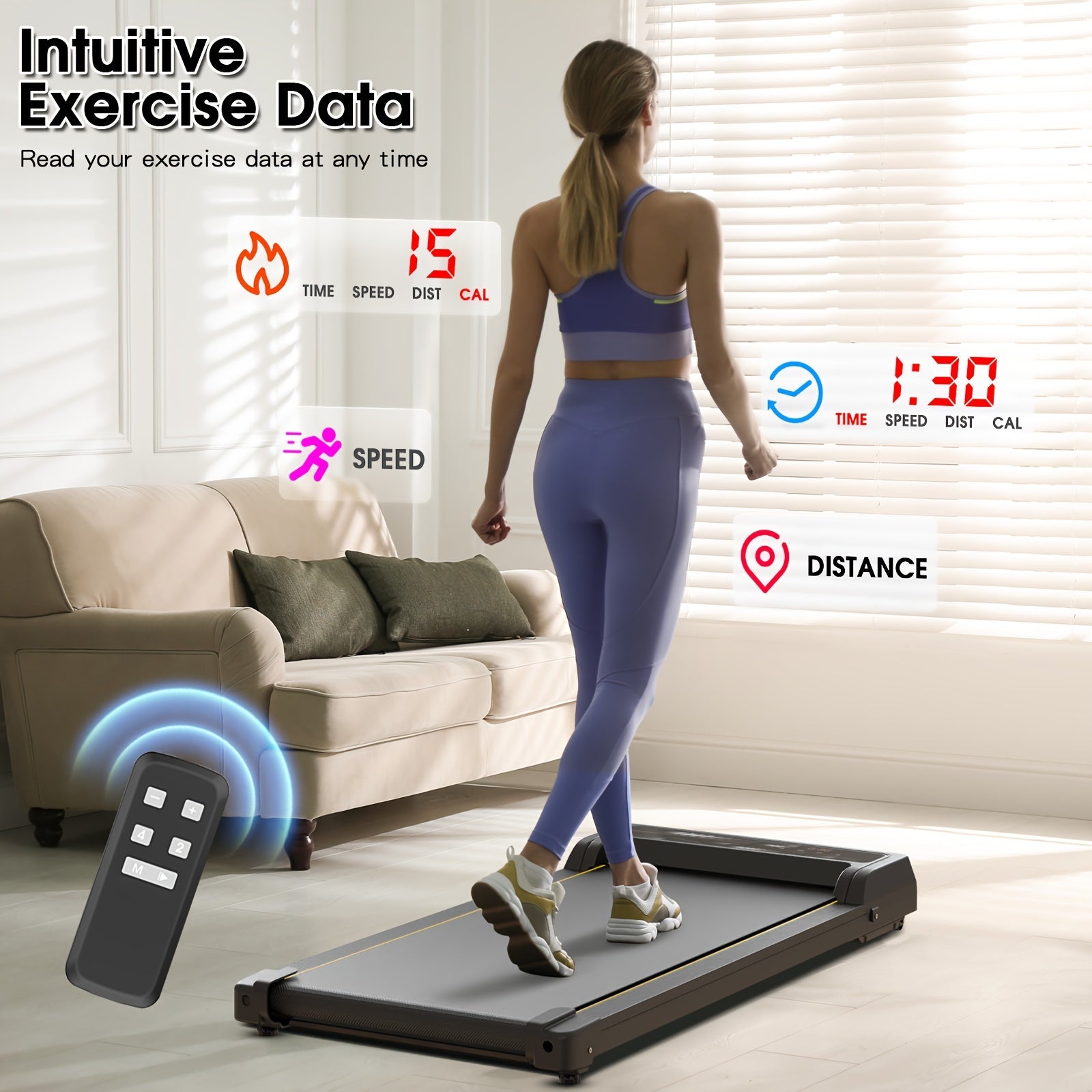 Under Desk Walking Pad - Home Gym Office Fitness Equipment(Black)-1