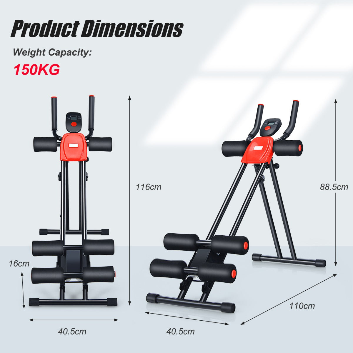 NNECW Foldable AB Workout Machine with 3 Adjustable Levels for Home Gym